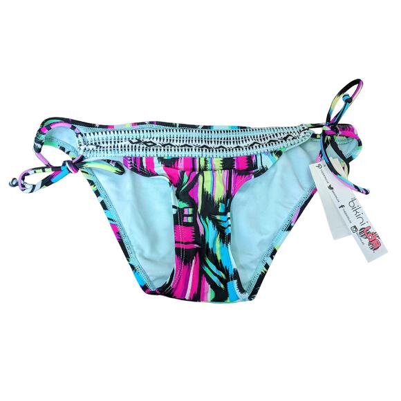 Bikini Lab‎ Swimsuit Bottom Small Pink Blue String Bikini Aztec Geometric Print - Picture 1 of 8